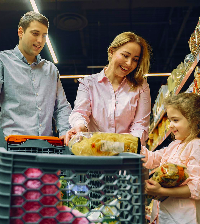 Foto de família no supermercado